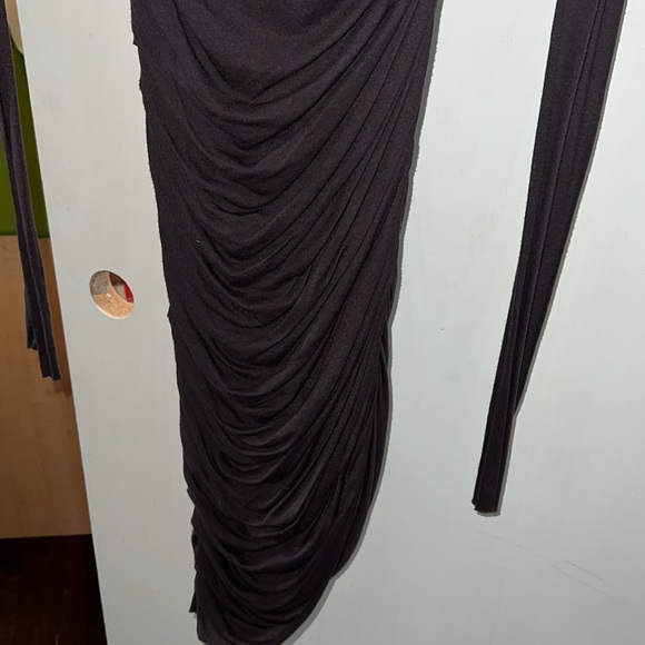 Helmut Lang Brown Asymmetric Twisted Dress - Picture 4 of 6